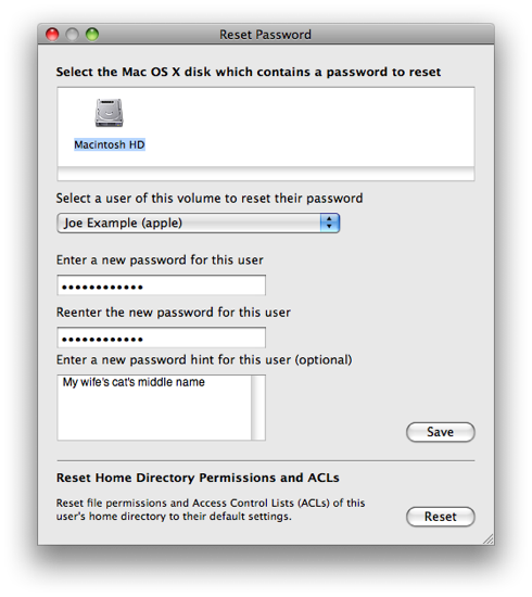 reset mac password screen